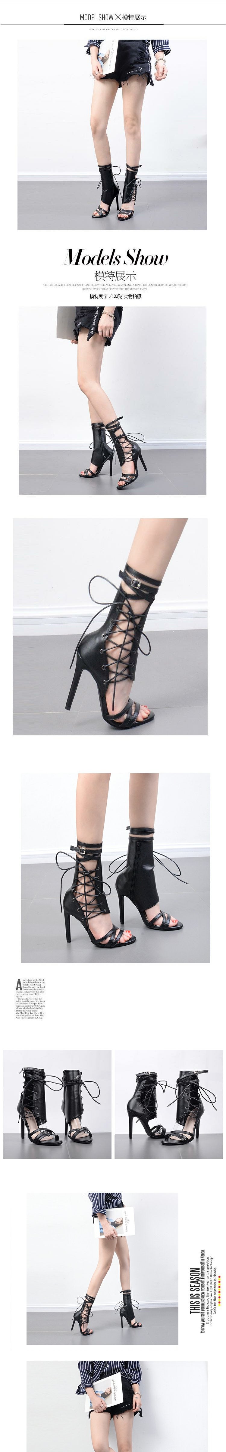 Stiletto plus size women's fashionable strappy high heel sandals LD195