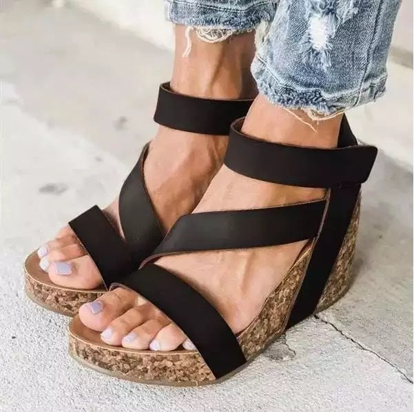 Summer New Cross Strap Wedge Women's Large Size Sandals LD188