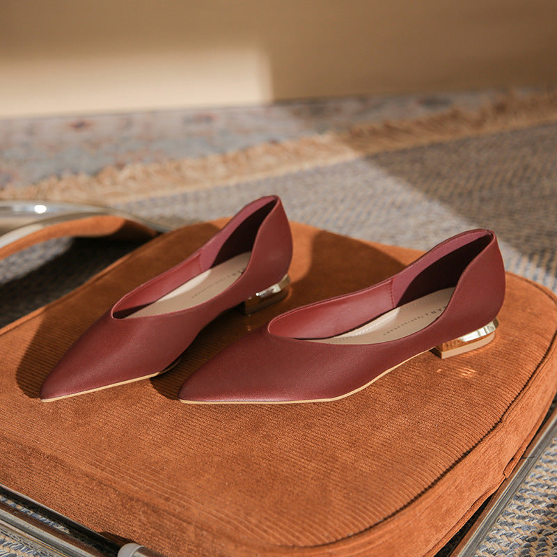 Flat bottom pointed toe shallow mouth women's single shoes casual simple low heel women's shoes CH548
