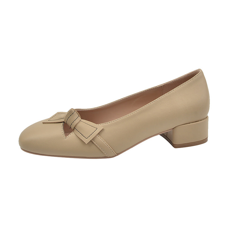 Women's thick heel shallow mouth design French high heels plus fat and wide large size women's shoes G945