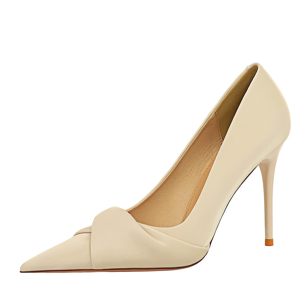Elegant banquet high heels stiletto high heels shallow mouth pointed bow ladies shoes CH778