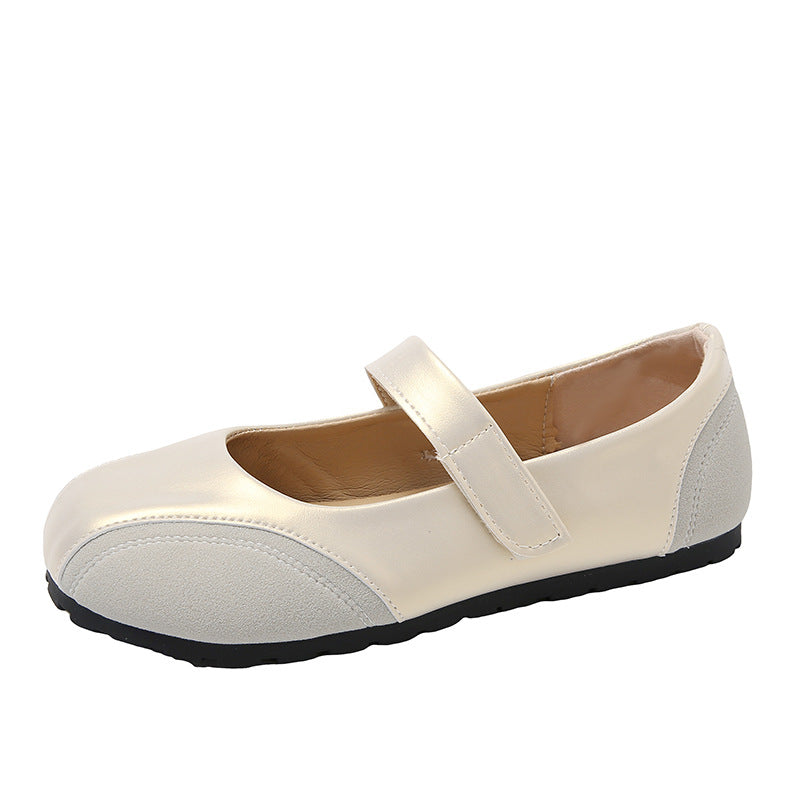 Ballet shoes soft sole white stitching flat bottom Velcro casual shoes Di594