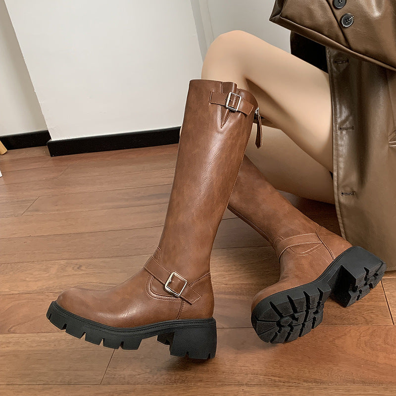 2024 autumn and winter new style Martin boots high-top rear zipper knight boots FD228