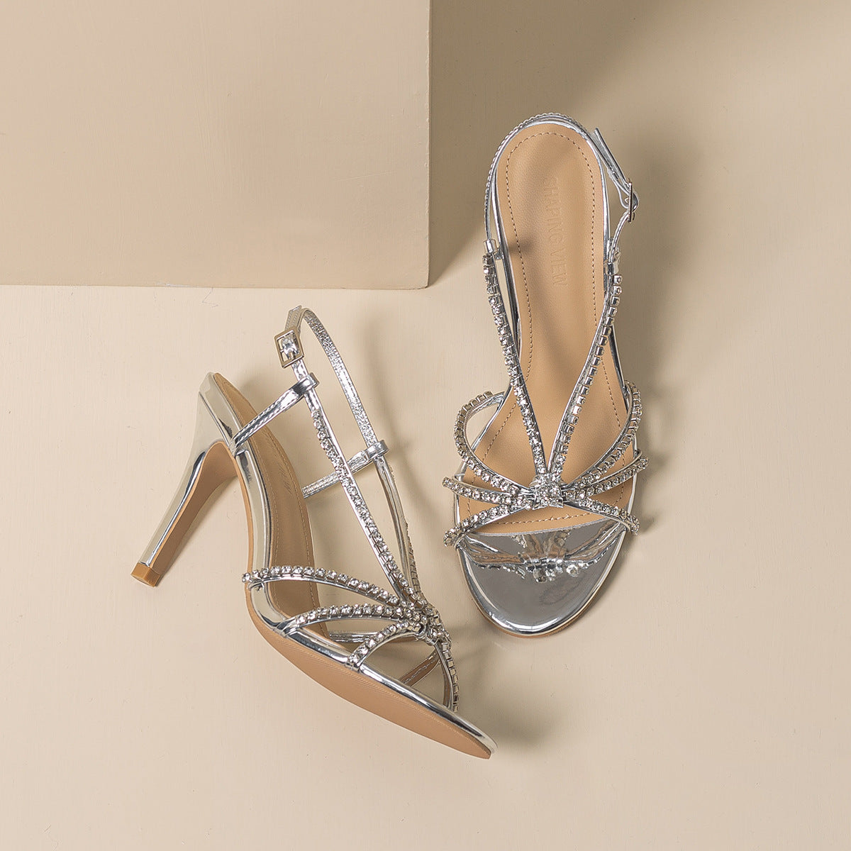 2024 Spring and Summer New Rhinestone Open Toe Stiletto Sexy High Heels CH803