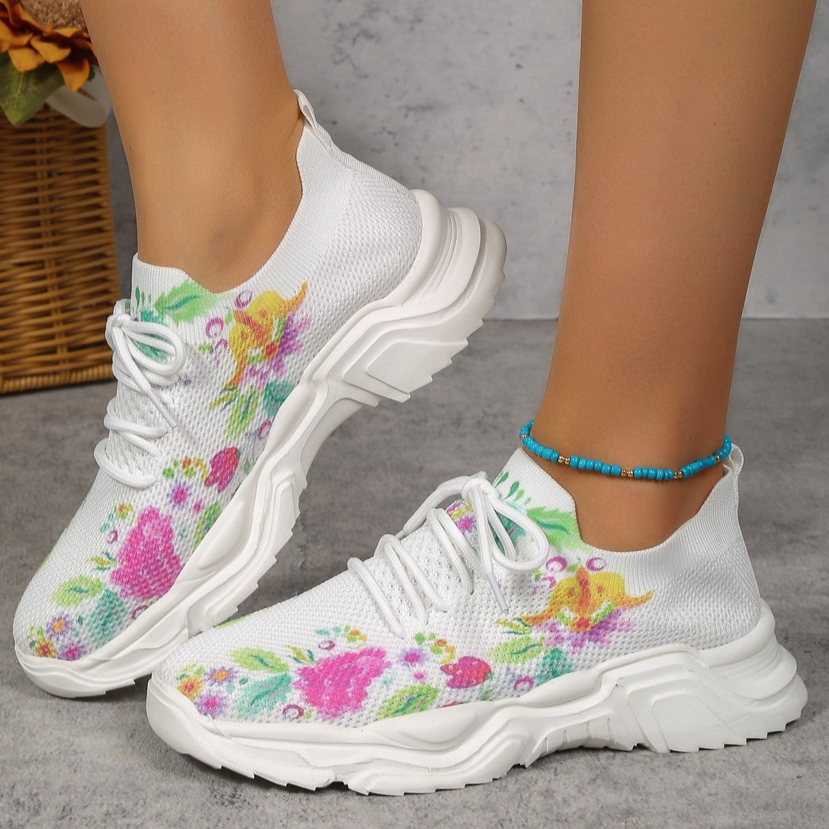 New fashion flat casual flower sports shoes LD028