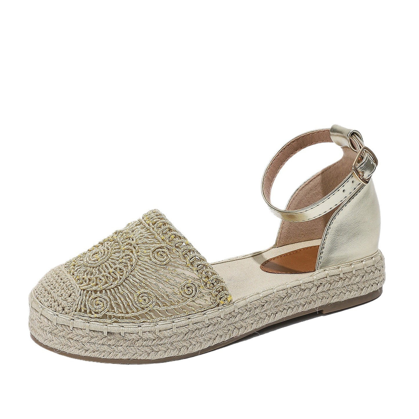 2024 New Comfortable Hollow Hemp Rope Bottom Sandals CE010