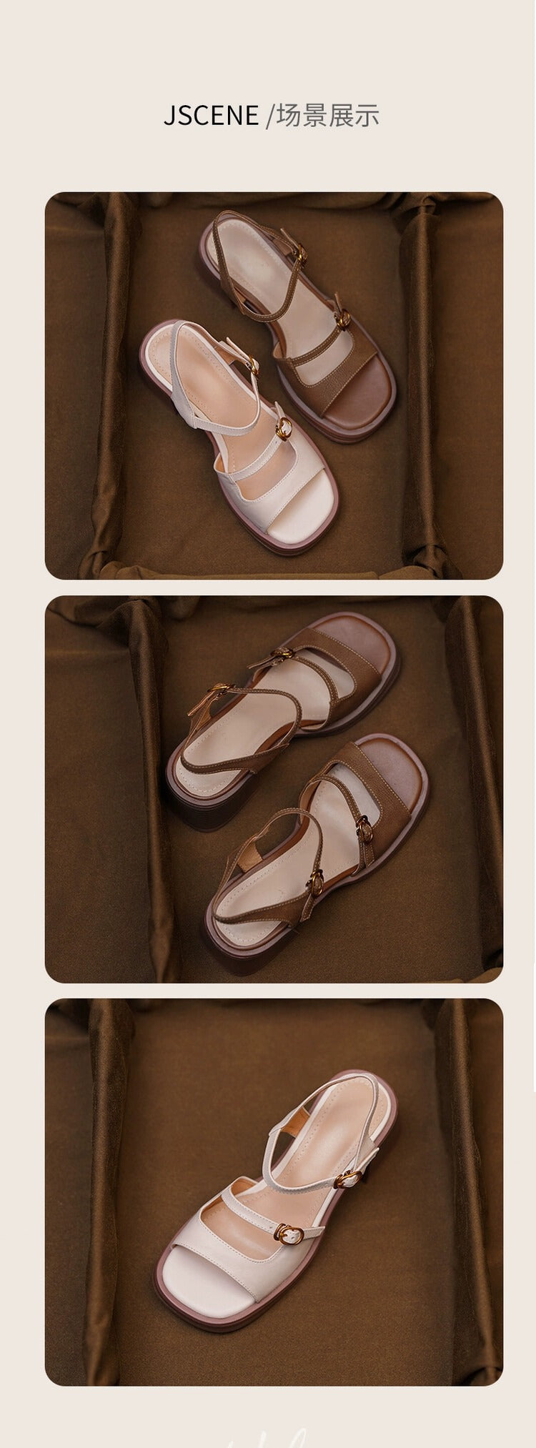 2024 new square head retro thick bottom waterproof platform open toe thick heel sandals G873