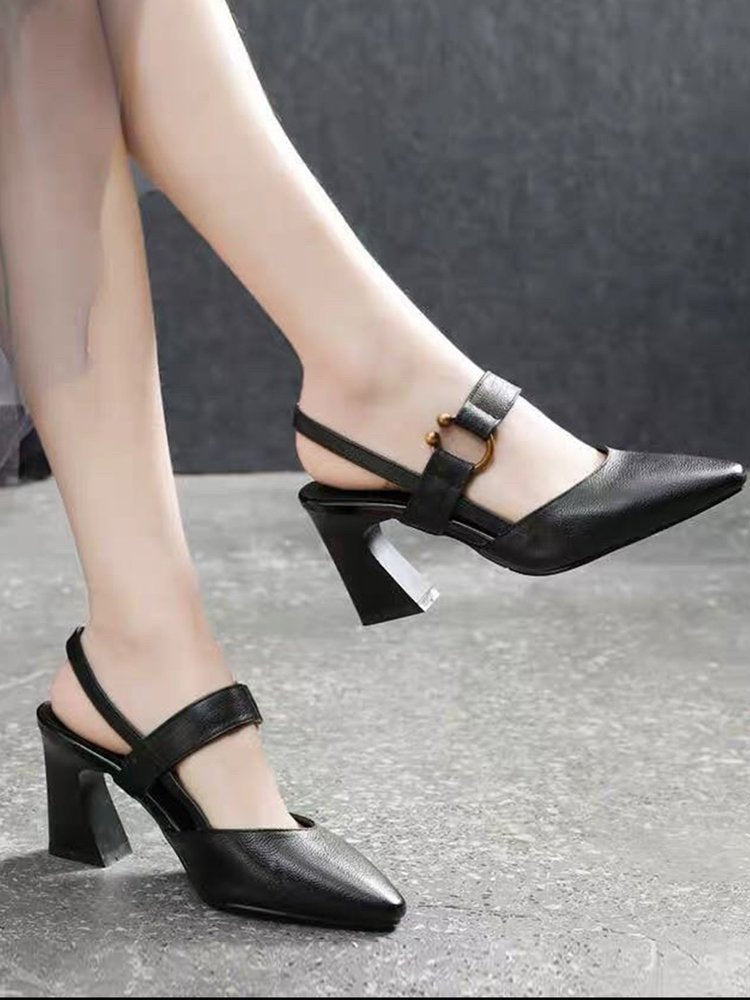 Summer new hollow back sandals women's casual square head fashion women's shoes H153