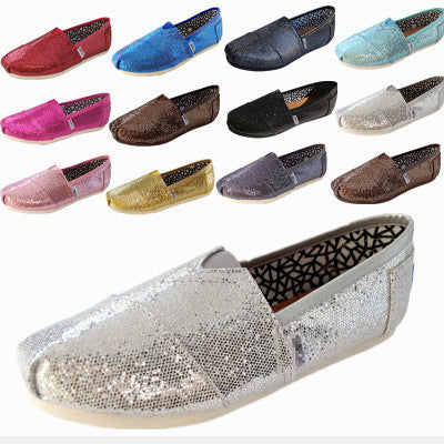 New style casual shoes sequined women's shoes low top slip-on light soft shoes MQ051