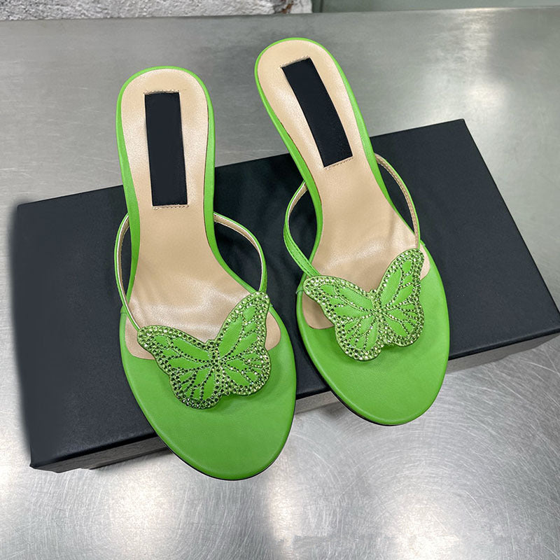 Summer colorful butterfly fish mouth high heel sandals H120