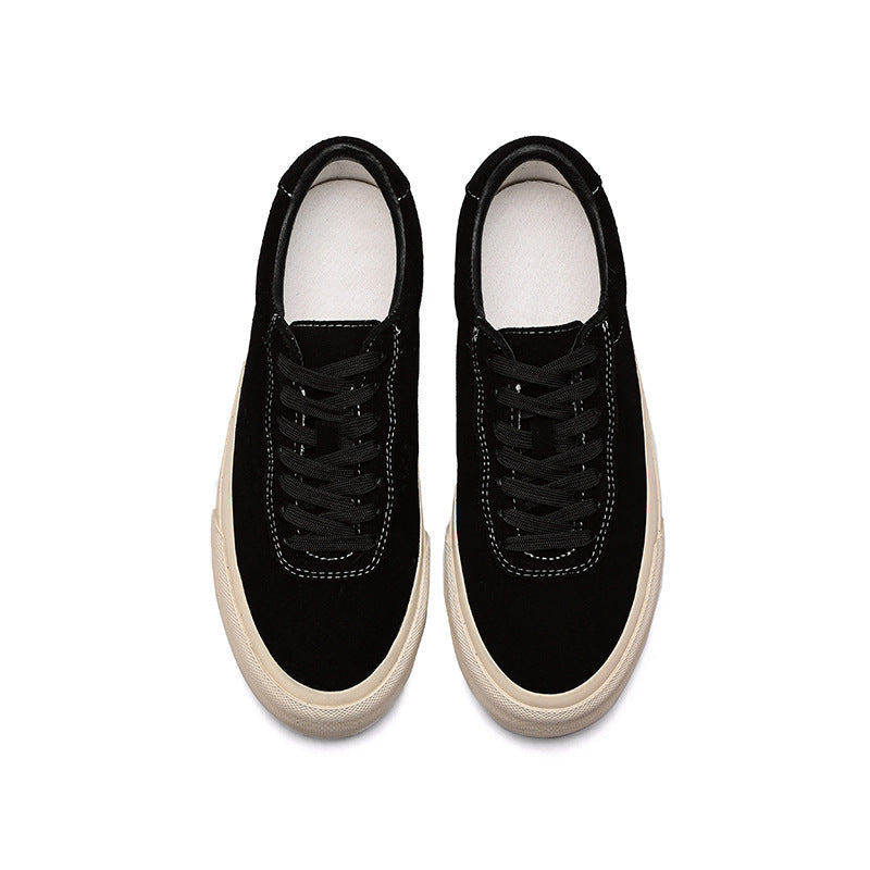 Breathable cow suede low-top solid color canvas shoes thick-soled casual shoes G882