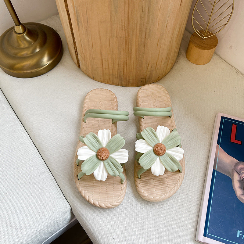 New summer fashion outer wear flat soft bottom flower sandals V183