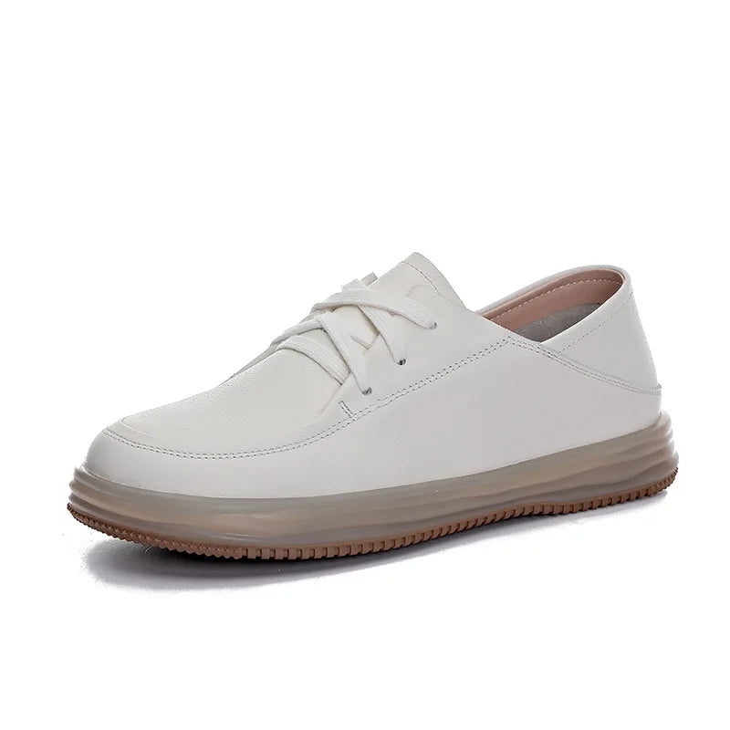 2024 new soft-soled first-layer cowhide white shoes PR032