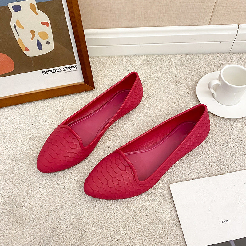 Shallow mouth low-top sandals solid color jelly shoes summer one-piece flat shoes G961