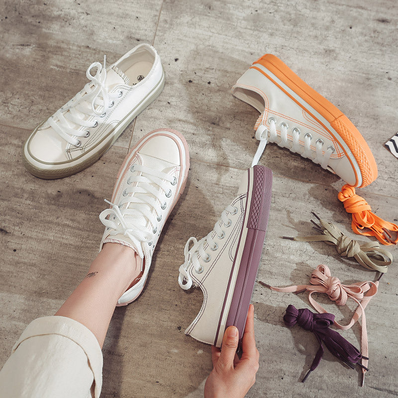 New canvas shoes for women white shoes casual sneakers spring breathable shoes PR152