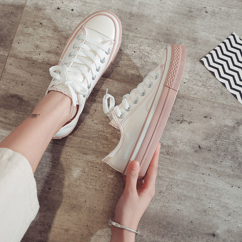 New canvas shoes for women white shoes casual sneakers spring breathable shoes PR152