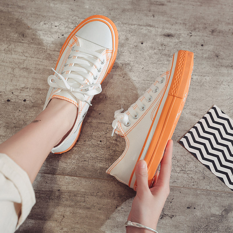 New canvas shoes for women white shoes casual sneakers spring breathable shoes PR152
