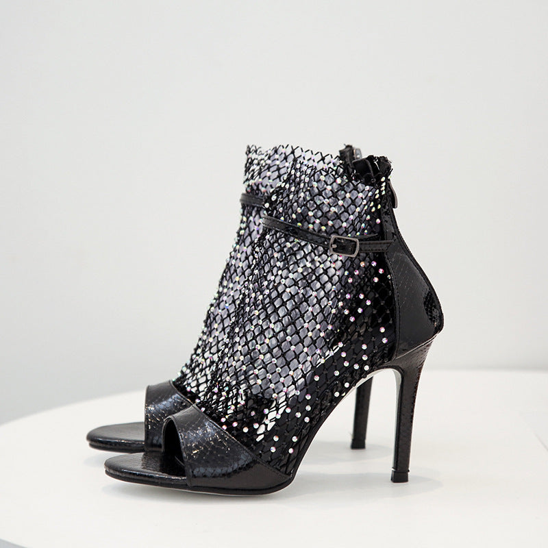 Summer fish mouth high heel sandals rhinestone sandals LD119