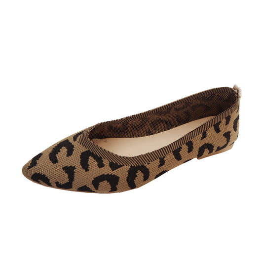 New Spring Braided Pumps Knitted Leopard Flats LY1157