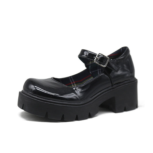 2024 new thick-soled British style women's shoes spring and autumn versatile high heels GDB003