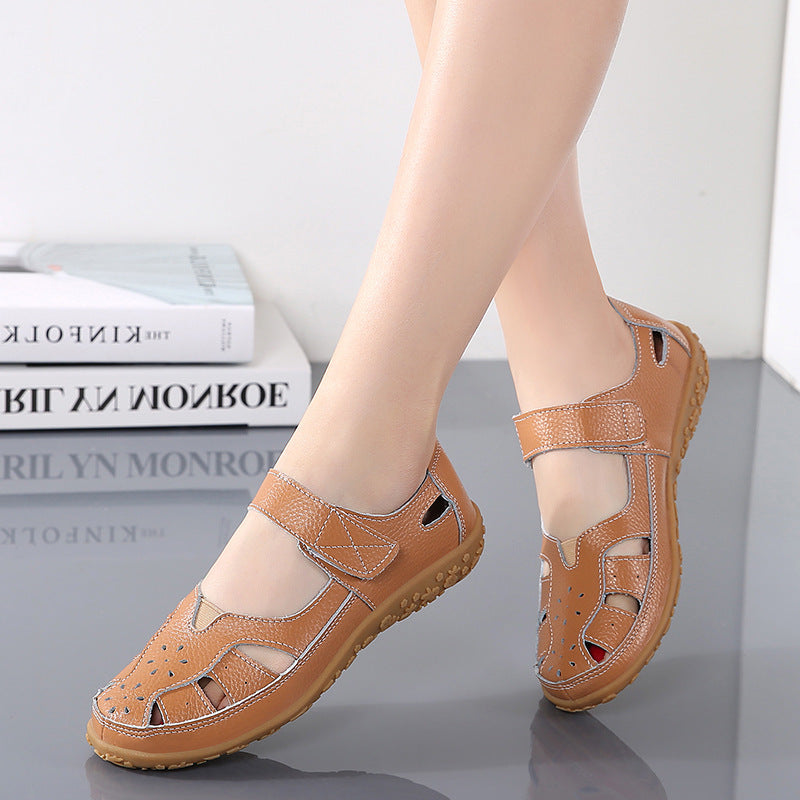 New women's genuine leather hollow soft sole sandals G981