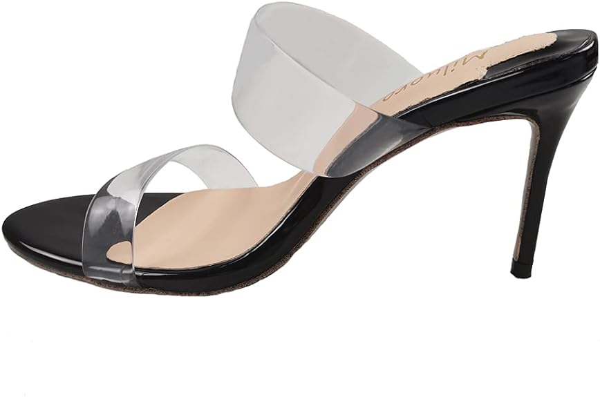 Women's Clear Open Toe Stiletto Heels Sandals Transparent Strap Slip On High Heels LD077