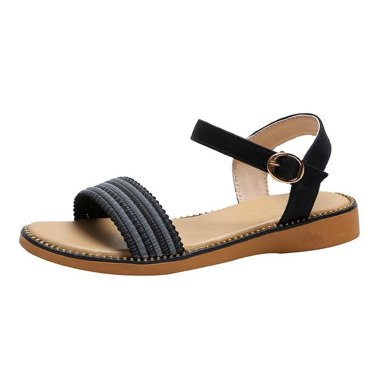 New women's shoes summer fish mouth flat women's one-line buckle sandals TB073