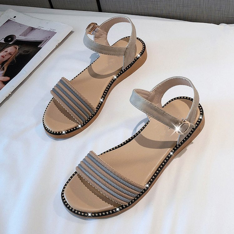 New women's shoes summer fish mouth flat women's one-line buckle sandals TB073