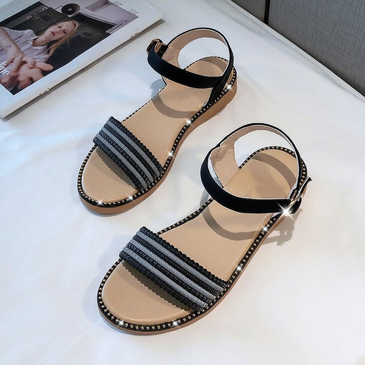 New women's shoes summer fish mouth flat women's one-line buckle sandals TB073