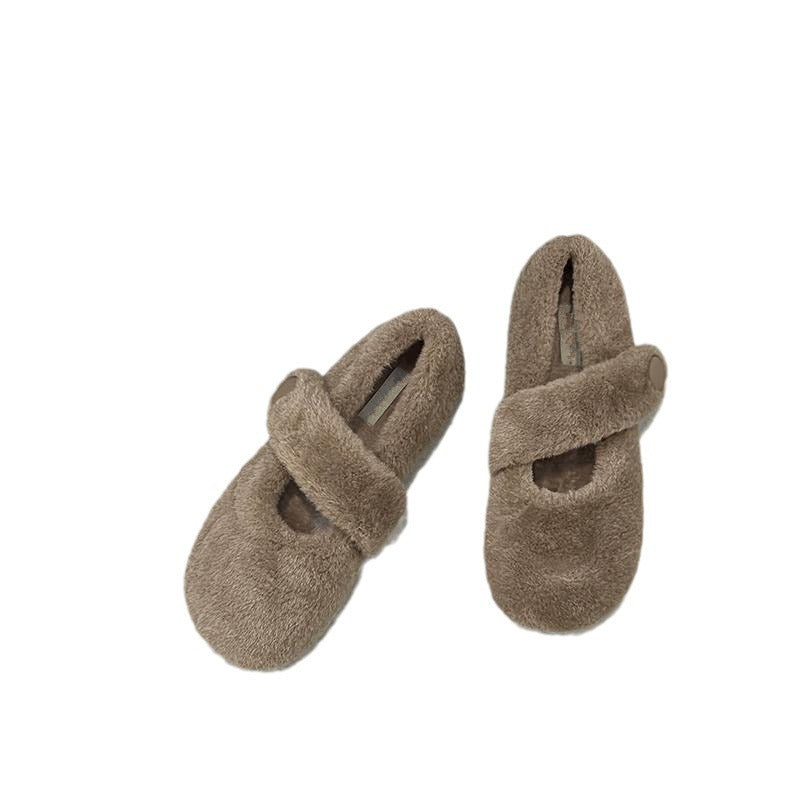 High quality multi-color flat fur shoes JC040