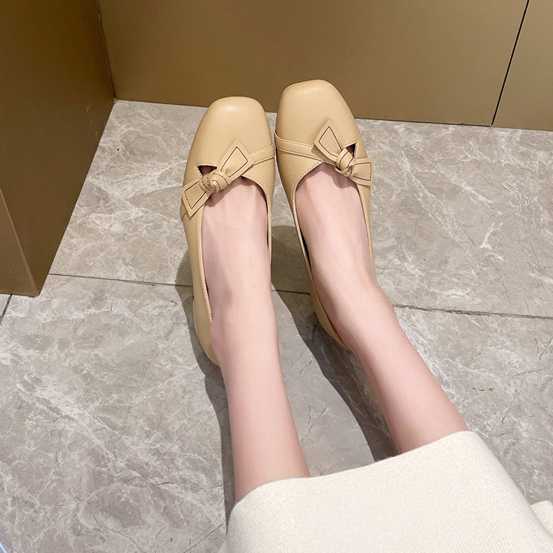 Women's thick heel shallow mouth design French high heels plus fat and wide large size women's shoes G945