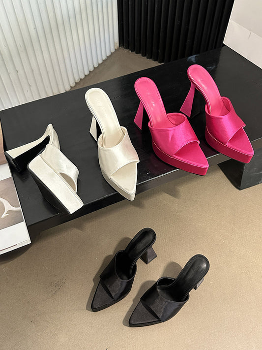 2024 summer high heel sandals simple style one-piece high heel slippers JC055