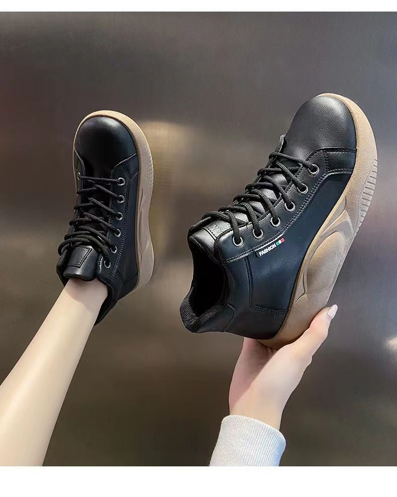Autumn new thick-soled platform upper lace-up casual retro soft leather shoes for women LY992