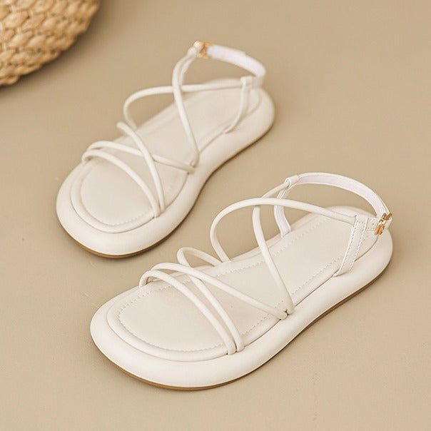 Summer 2024 new cross strap soft bottom flat beach shoes LD247