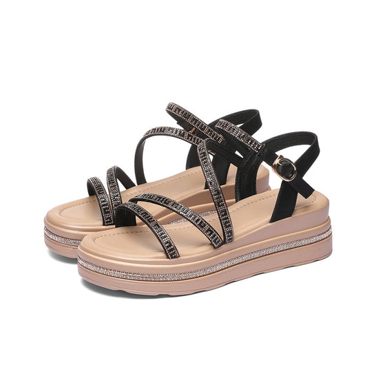 Summer flat shoes, outer sandals, new fashionable cross straps, versatile and comfortable soft-soled shoes CH737