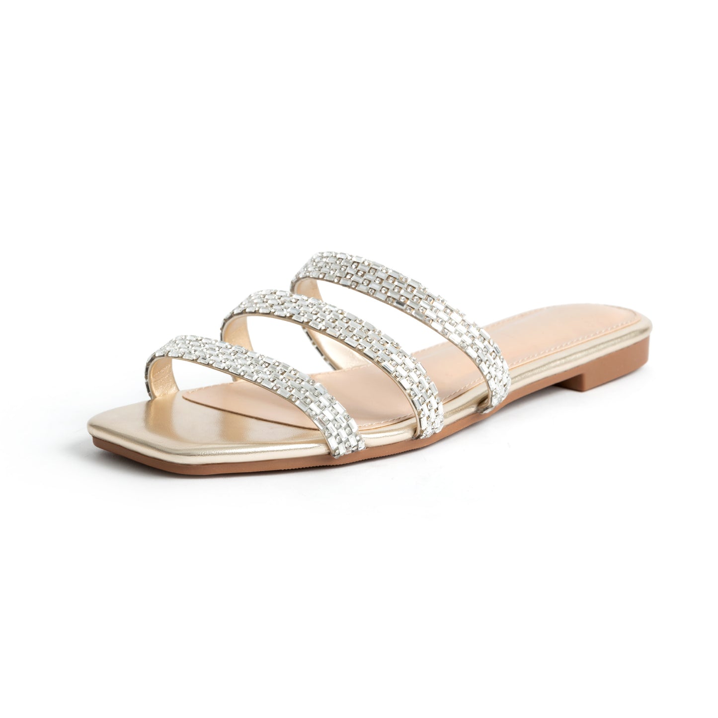 2024 New Fashion Large Size Women's Flat Diamond Square Toe Sandals LY1164