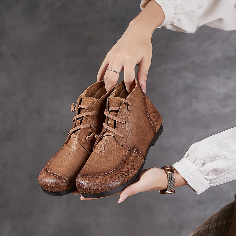Handmade vintage leather soft sole soft elastic casual ankle boots CH823