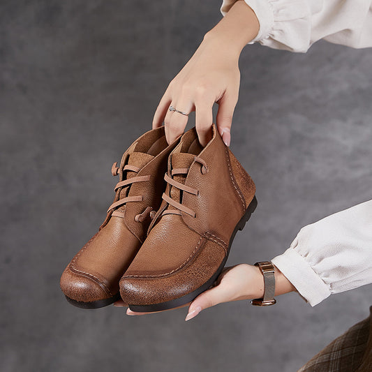 Handmade vintage leather soft sole soft elastic casual ankle boots CH823
