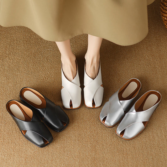 2024 summer new simple flat sandals for women temperament sandals half-covered LY1162