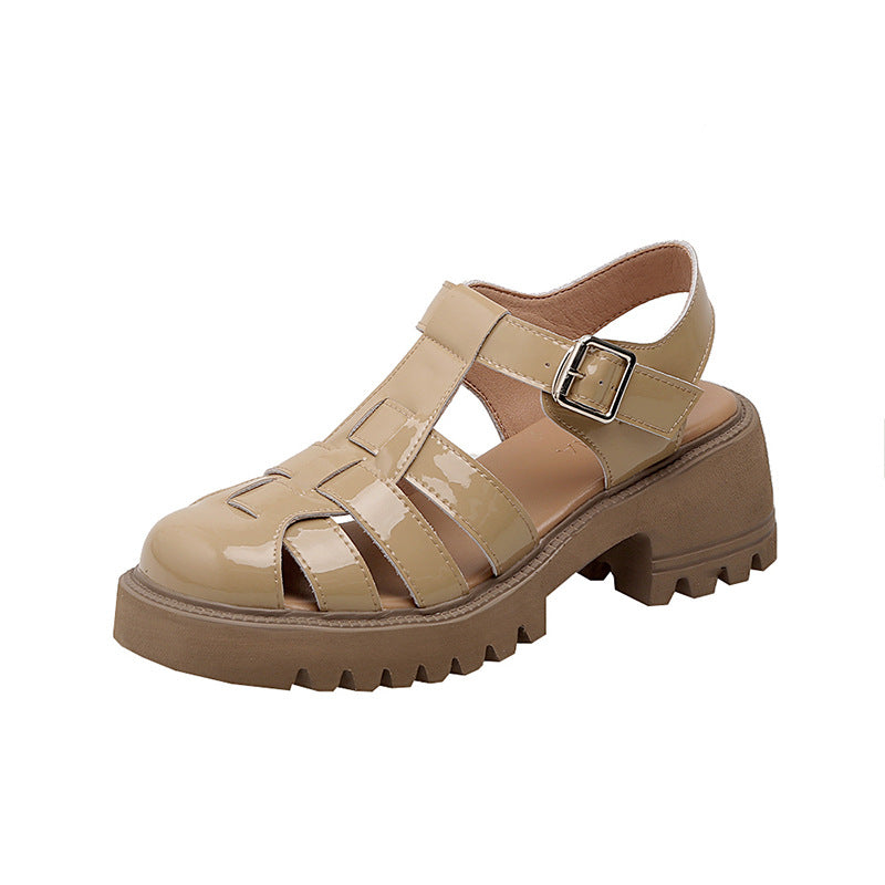 New Summer Platform Women's Shoes Thick Heels High Heels Retro Hollow Woven Shoes LD371