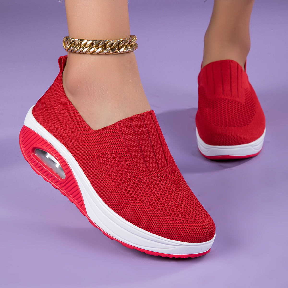 New large size breathable women's shoes height increase thick bottom sports casual shoes Ba075