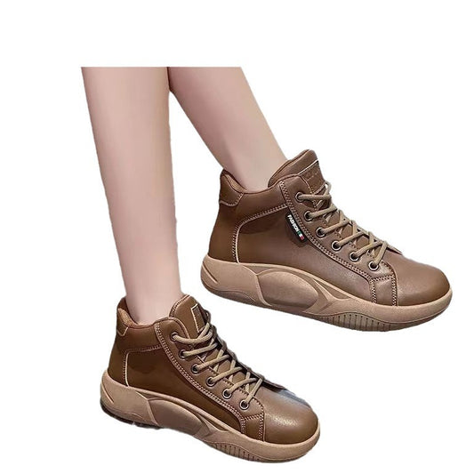 Autumn new thick-soled platform upper lace-up casual retro soft leather shoes for women LY992