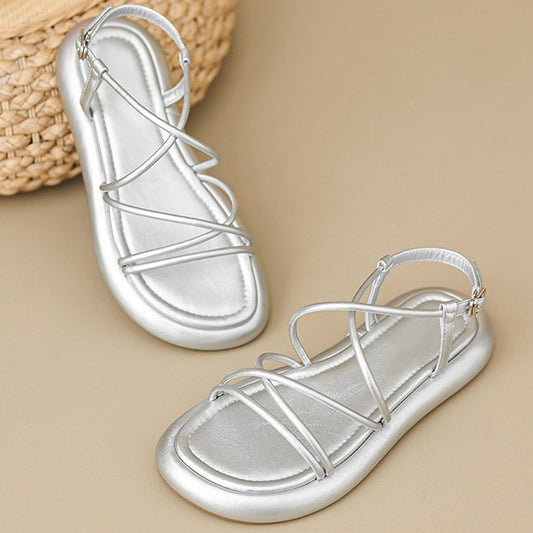 Silver thick-soled cross-strap soft-soled beach shoes LD246