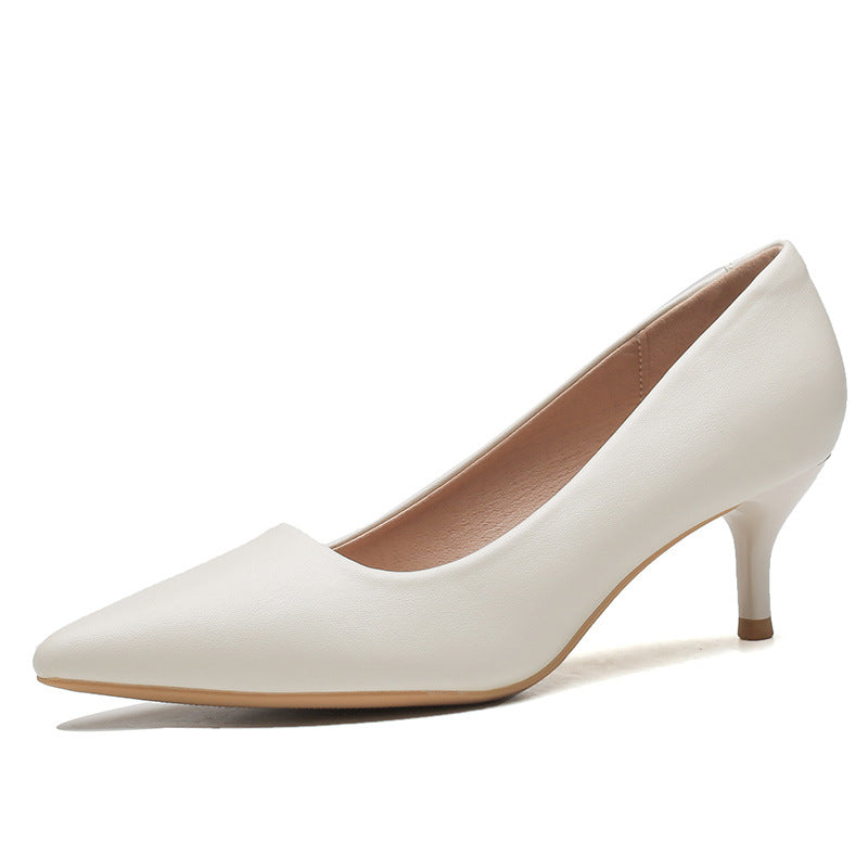 2024 Spring and Autumn New White Stiletto Comfortable Pointed High Heels CH806