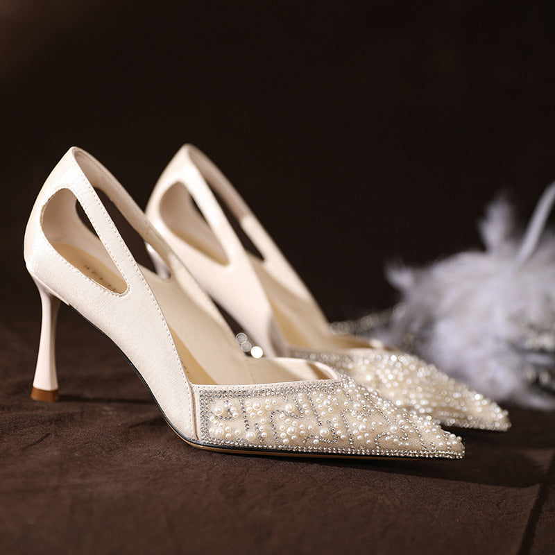 Rhinestone pearl Xiuhe high-heeled high-end wedding shoes LD442