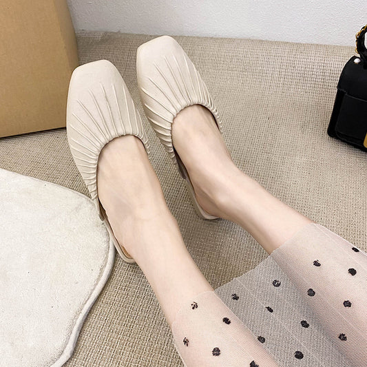 New style no-heel closed-toe portable low-heeled sandals fashionable outdoor women's shoes LY1170