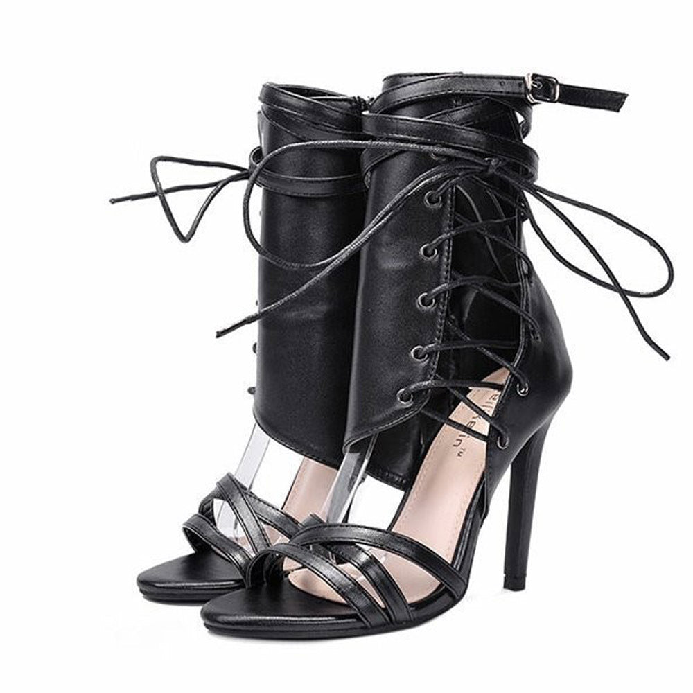 Stiletto plus size women's fashionable strappy high heel sandals LD195