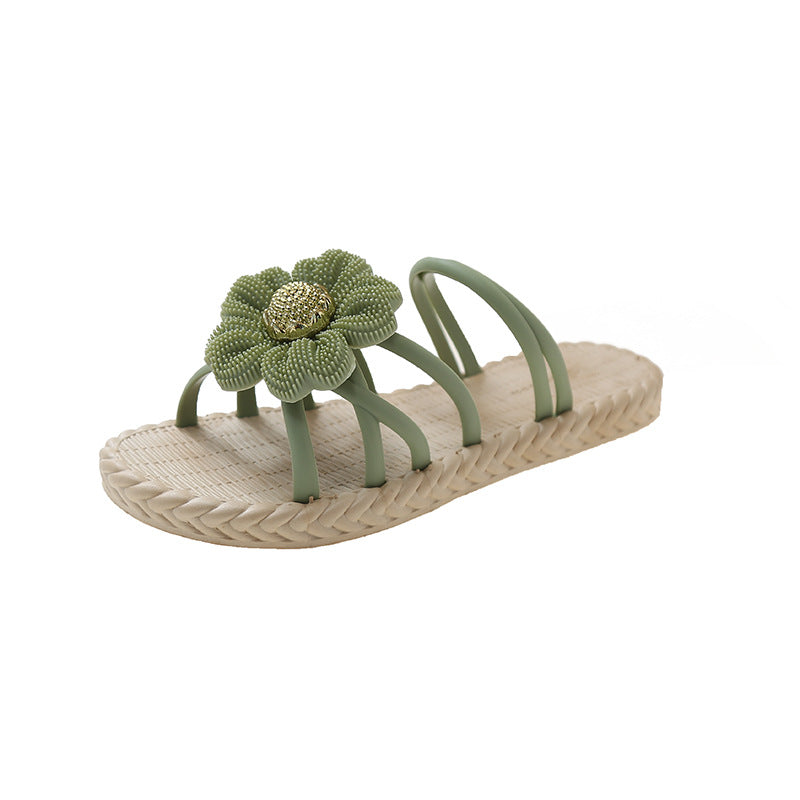 Summer new two-way sandals fashion flower casual women's slippers LD438