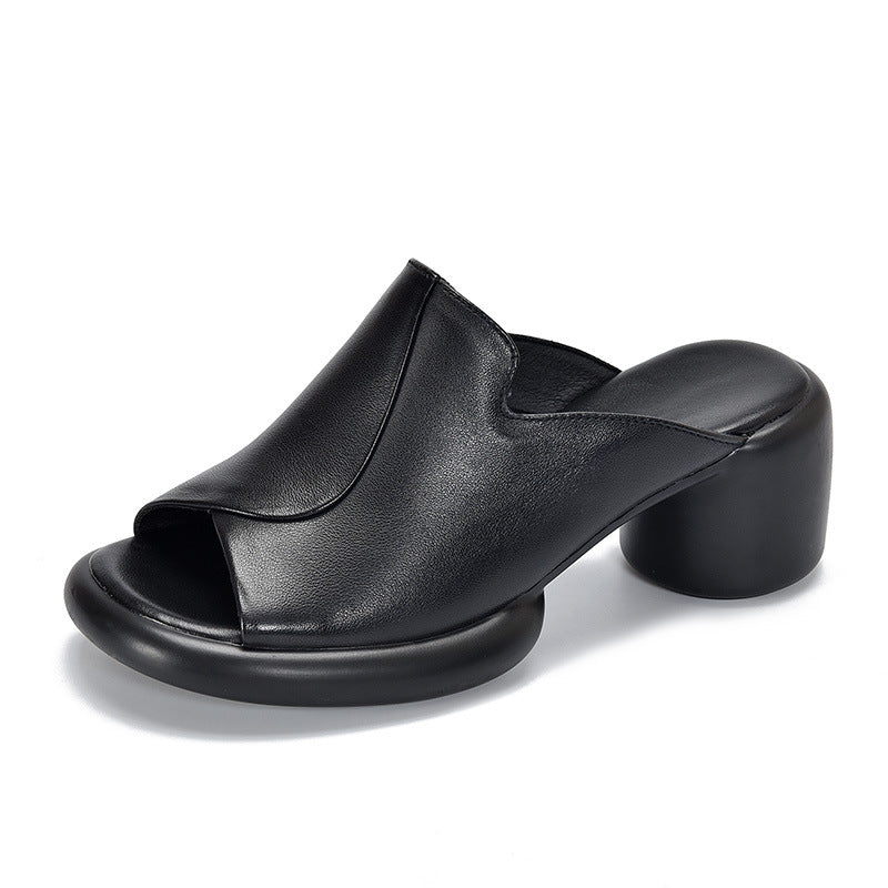 Cowhide handmade all-match fish-mouth sandals G599