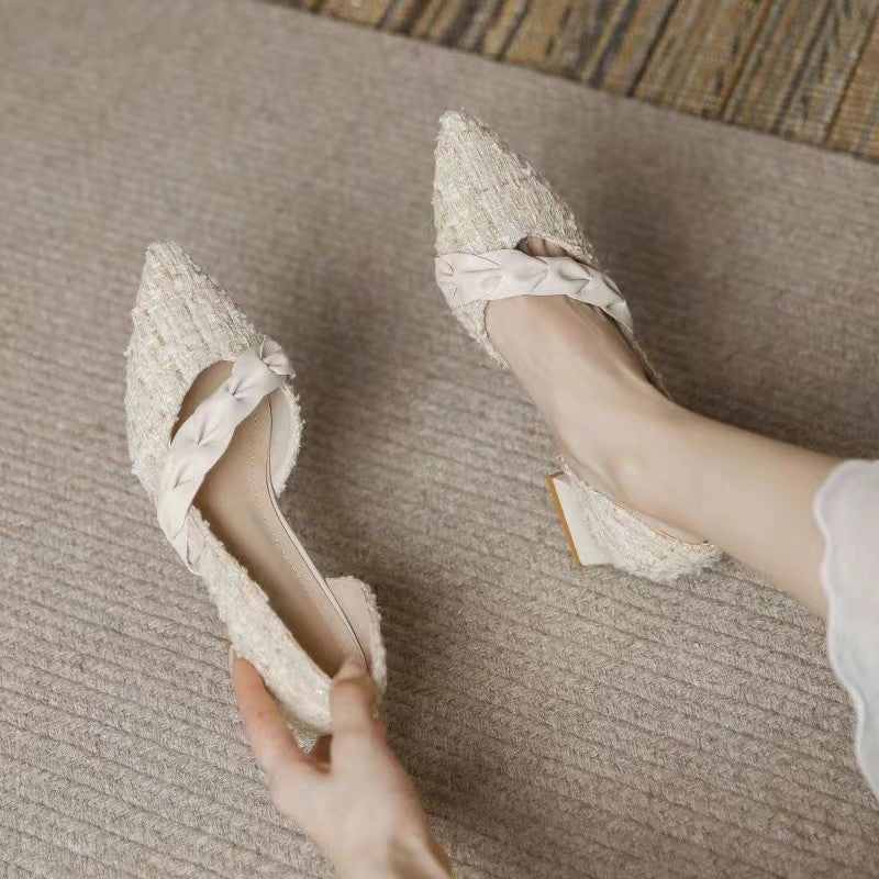 Shallow mouth pointed toe women's shoes 2024 new fashion thick heel casual high heels G975